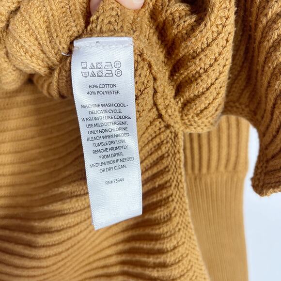 Rachel Zoe Medium M Brown Orange Ribbed Scoop Neck Sweater Long Sleeve Cotton - Picture 6 of 7